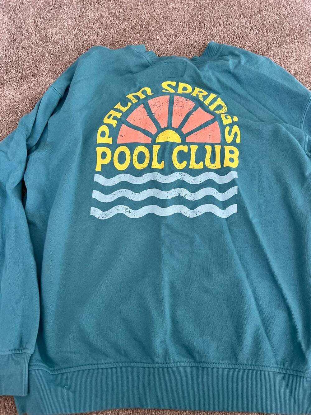 Goodfellow & Co  Teal Blue "Palm Springs Pool Club" Pullover Sweatshirt
